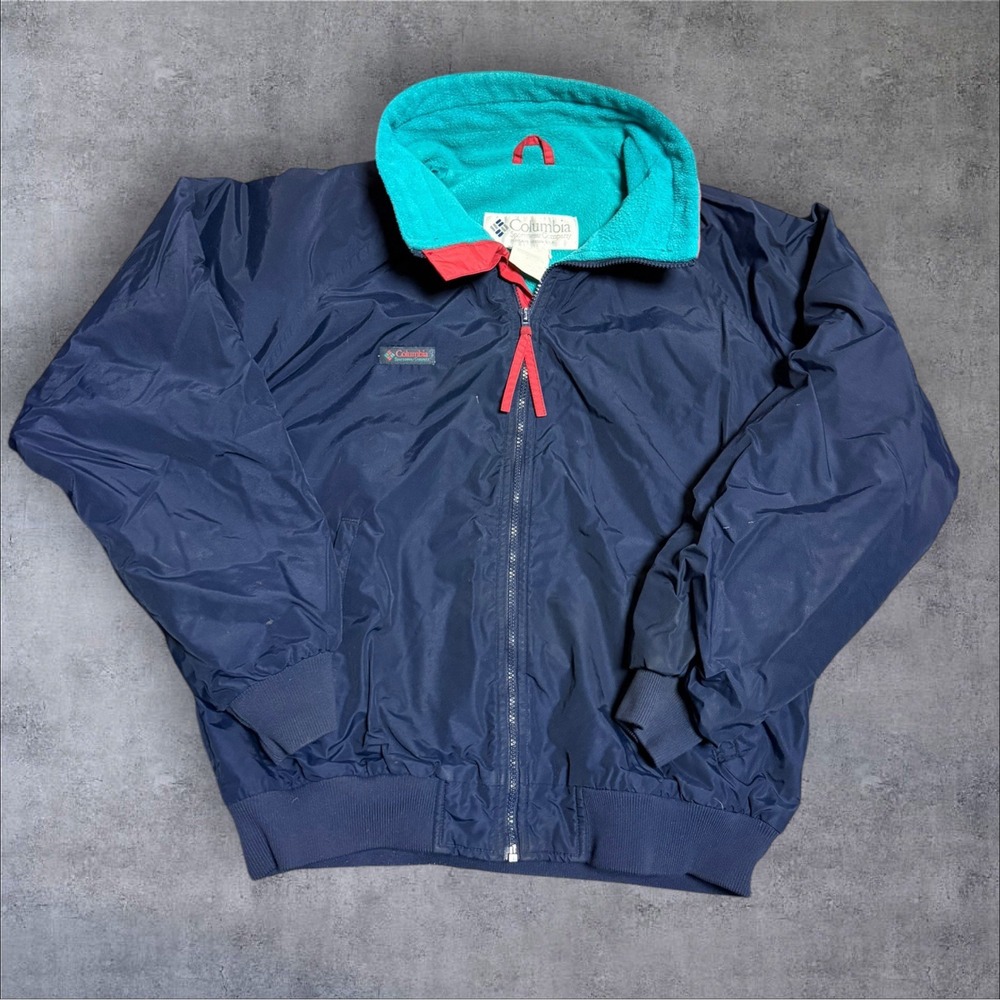 Vintage Columbia Jacket L Gorpcore 80s Radial Sleeve Full Zip Blue Outdoor